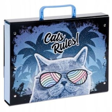 shumee Šolska mapa A4 z ročajem, mačji vzorec