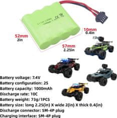 YUNIQUE GREEN-CLEAN 1-delna polnilna baterija 7.4V 1000mah SM-4P z USB polnilnim kablom za DE36W DE65 NO.1809 RC Model igrače Avto plezalno vozilo