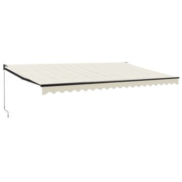 Vidaxl Zložljiva tenda krem 5x3 m blago in aluminij