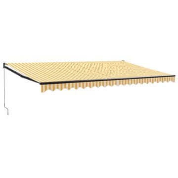 Vidaxl Zložljiva tenda rumena in bela 5x3 m blago in aluminij