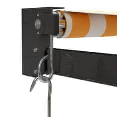 Vidaxl Zložljiva tenda rumena in bela 4,5x3 m blago in aluminij