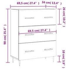 Vidaxl Komoda dimljeni hrast 69,5x34x90 cm inženirski les