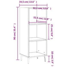 Vidaxl Komoda črna 34,5x32,5x90 cm inženirski les