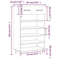 Vidaxl Omarica za čevlje bela 60x35x105 cm inženirski les