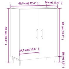 Vidaxl Komoda dimljeni hrast 69,5x34x90 cm inženirski les