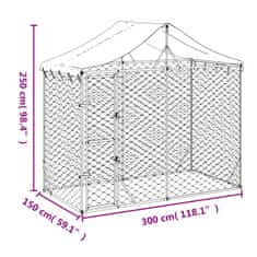 Vidaxl Zunanja pasja ograda s streho srebrna 3x1,5x2,5 m pocink. jeklo