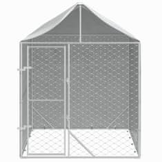 shumee Zunanja pasja ograda s streho srebrna 2x2x2,5 m pocinkano jeklo