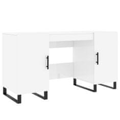 Vidaxl Pisalna miza visok sijaj bela 140x50x75 cm inženirski les
