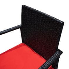 Aga 2x barski stolček iz ratana z ročaji Rdeča