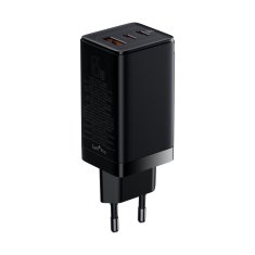 slomart baseus gan3 pro hitri univerzalni polnilec gan 2 x usb tipa c / usb 65w pd3.0, qc4.0+, afc black + usb tipa c - usb tipa c 1m kabel (ccgp050101)