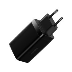 slomart baseus gan3 pro hitri univerzalni polnilec gan 2 x usb tipa c / usb 65w pd3.0, qc4.0+, afc black + usb tipa c - usb tipa c 1m kabel (ccgp050101)