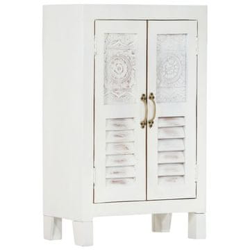 Vidaxl Komoda bela 55x30x90 cm trden akacijev les