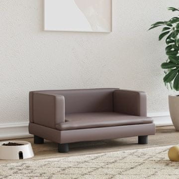 Vidaxl vidaXL Pasja postelja, rjava, 60x40x30 cm, umetno usnje