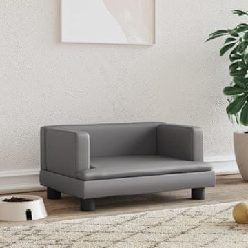 Vidaxl vidaXL Pasja postelja, siva, 60x40x30 cm, umetno usnje