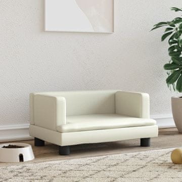 Vidaxl vidaXL Pasja postelja, kremna, 60x40x30 cm, umetno usnje