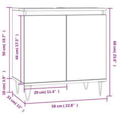 Vidaxl Kopalniška omarica dimljeni hrast 58x33x60 cm inženirski les
