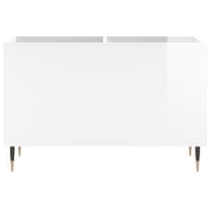 Vidaxl Omarica za gramofonske plošče sijaj bela 74,5x38x48 cm inž. les