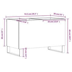 Vidaxl Omarica za gramofonske plošče bela 74,5x38x48 cm inženirski les