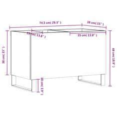Vidaxl Omarica za gramofonske plošče sijaj bela 74,5x38x48 cm inž. les