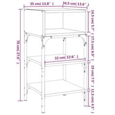 Greatstore Nočna mizica 2 kosa dimljeni hrast 35x34,5x70 cm inženirski les