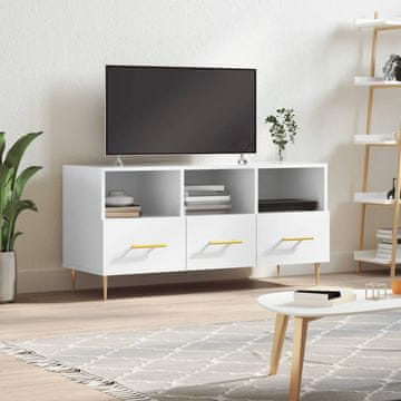 Vidaxl vidaXL TV omarica bela visok sijaj 102x36x50 cm