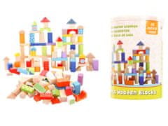 Greatstore Barvne lesene kocke 100 kosov Ecotoys