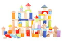 Greatstore Barvne lesene kocke 100 kosov Ecotoys