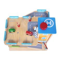 Greatstore Lesena garažna steza z dvigalom + avtomobili