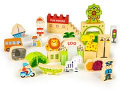 Greatstore Izobraževalni leseni bloki zoo city 120 el.