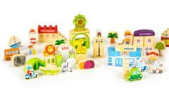 Greatstore Izobraževalni leseni bloki zoo city 120 el.