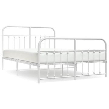 Vidaxl Kovinski posteljni okvir z vzglavjem in vznožjem bel 150x200 cm