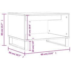 Greatstore Klubska mizica črna 60x50x40 cm inženirski les