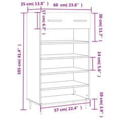 Vidaxl Omarica za čevlje sonoma hrast 60x35x105 cm inženirski les