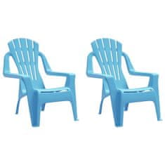 Vidaxl Vrtni stoli 2 kosa za otroke modra 37x34x44 cm PP videz lesa