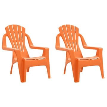 Vidaxl Vrtni stoli 2 kosa za otroke oranžna 37x34x44 cm PP videz lesa