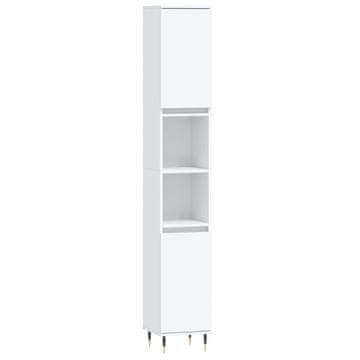 Vidaxl Kopalniška omarica bela 30x30x190 cm inženirski les