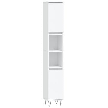 Vidaxl Kopalniška omarica bela 30x30x190 cm inženirski les