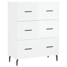 Vidaxl Komoda visok sijaj bela 69,5x34x90 cm inženirski les