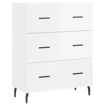 Vidaxl Komoda visok sijaj bela 69,5x34x90 cm inženirski les