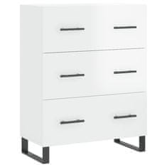 Vidaxl Visoka komoda visok sijaj bela 69,5x34x180 cm inženirski les