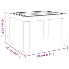 Vidaxl Vrtna miza antracitna 59x47x40 cm PP