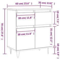 Vidaxl Komoda dimljeni hrast 60x35x70 cm inženirski les