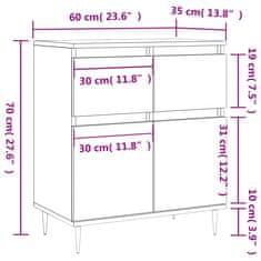 Vidaxl Komoda bela 60x35x70 cm inženirski les