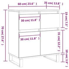 Vidaxl Komoda dimljeni hrast 60x35x70 cm inženirski les