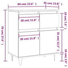 Vidaxl Komoda bela 60x35x70 cm inženirski les