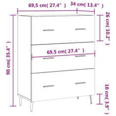 Vidaxl Komoda bela 69,5x34x90 cm inženirski les