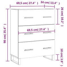 Vidaxl Komoda bela 69,5x34x90 cm inženirski les