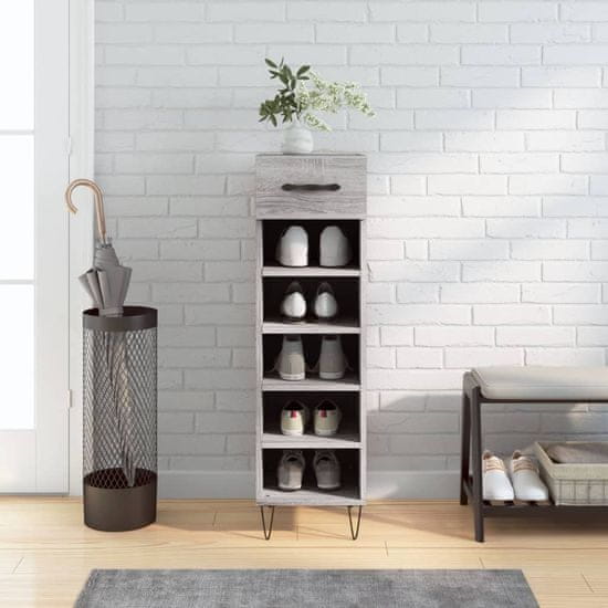 Vidaxl Omarica za čevlje siva sonoma 30x35x105 cm inženirski les
