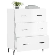 Vidaxl Komoda visok sijaj bela 69,5x34x90 cm inženirski les