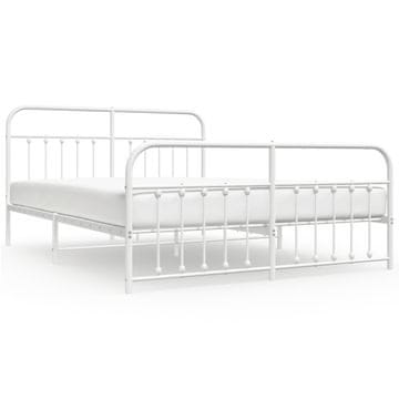Vidaxl Kovinski posteljni okvir z vzglavjem in vznožjem bel 183x213 cm